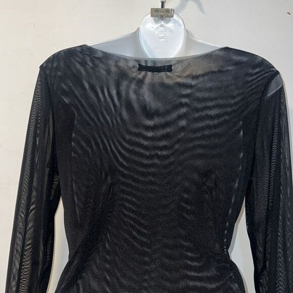 BABETTE Black Double Layer Sheer Long Sleeve Top-S - Picture 5 of 7